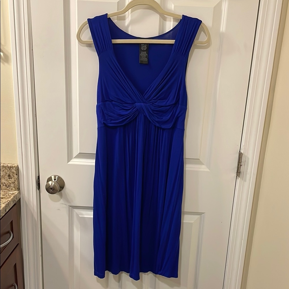 Spense Royal Blue Ruched Sweetheart Midi Dress Large